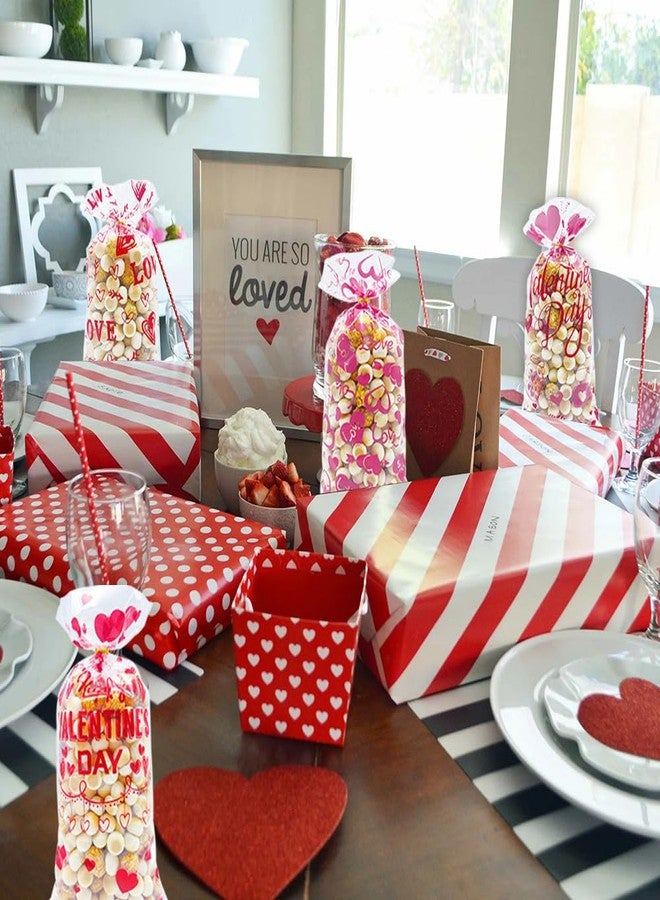 Finphoon 198 Pcs Valentines Treat Bags,Valentines Cellophane Goodie Bags,9 Styles Valentines Gift Bags for Valentines Wedding Party Favor Supplies - Image 5